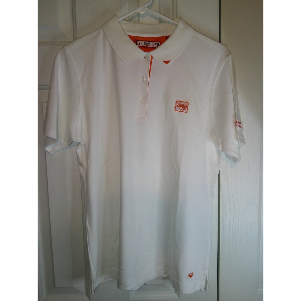 Kate Lord Golf Polo Shirt Knoxville Open Food City White Orange Trim M‎